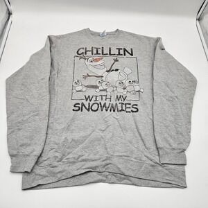 Disney Frozen Olaf Gray Sweatshirt "Chillin With My Snowmies" XL‎ Fan Favorite